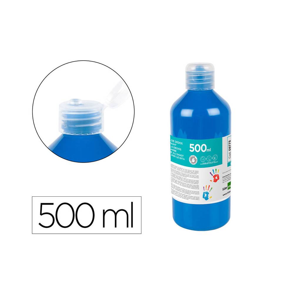 Pintura dedos liderpapel botella de 500 ml azul