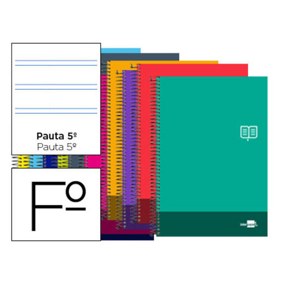 Cuaderno espiral liderpapel folio discover tapa blanda 80h 80 gr pauta estrecha 2,5mm con margen colores surtidos