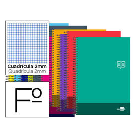 Cuaderno espiral liderpapel folio discover tapa blanda 80h 80 gr milimetradocolores surtidos