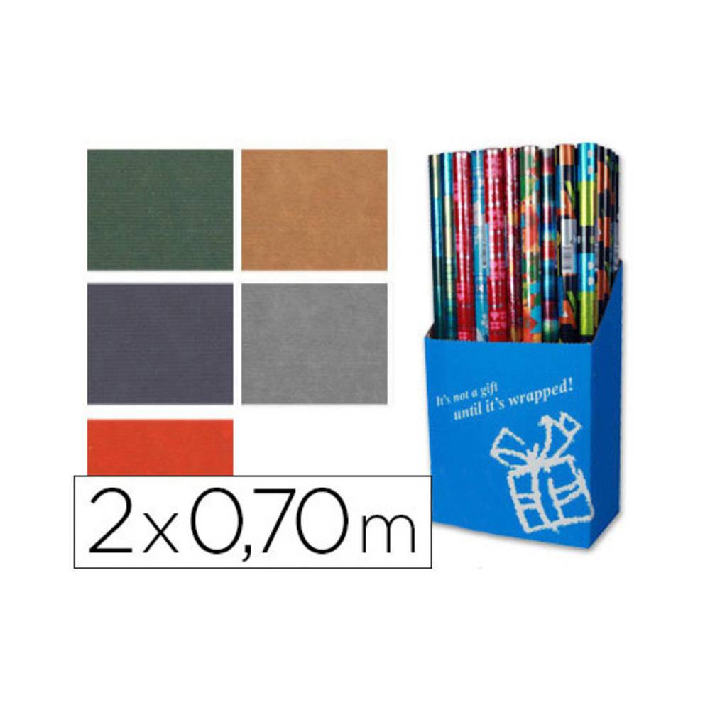 Papel de regalo colores lisos kraft rollo de 2 x 0,70 mt 60 gr