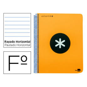 Cuaderno espiral liderpapel folio antartik tapa dura 80h 100 gr horizontal con margencolor naranja fluor