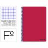 Cuaderno espiral liderpapel folio smart tapa blanda 80h 60gr cuadro 4mm con margen color rojo - BF96