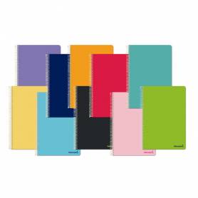 Cuaderno espiral liderpapel folio smart tapa blanda 80h 60gr cuadro 8 mm con margen colores surtidos