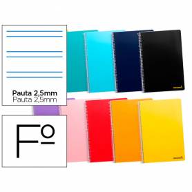 Cuaderno espiral liderpapel folio smart tapa blanda 80h 60gr pauta 2,5mm con margen colores surtidos