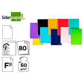 Cuaderno espiral liderpapel folio smart tapa blanda 80h 60gr liso sin margen colores surtidos
