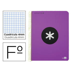 Cuaderno espiral liderpapel a-4 antartik tapa dura 80h 1 00 gr cuadro 5mm color violeta