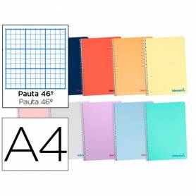 Cuaderno espiral liderpapel a4 wonder tapa plastico 80h 90gr rayado n.46 colores surtidos