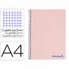 Cuaderno espiral liderpapel a4 micro wonder tapa plastico 120h 90 gr cuadro 5 mm 5 bandas 4 taladros color rosa - BA16