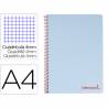 Cuaderno espiral liderpapel a4 wonder tapa plastico 80h 90gr cuadro 4mm con margen color azul - TH01