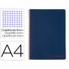 Cuaderno espiral liderpapel a4 wonder tapa plastico 80h 90gr cuadro 4mm con margen color azul marino - TH63