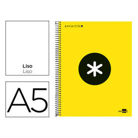 Cuaderno espiral liderpapel a5 micro antartik tapa forrada 120h 100g liso con bandas 6 taladros color amarillo f.