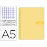 Cuaderno espiral liderpapel a5 micro crafty tapa forrada 120h 90 gr cuadro 5mm 5 bandas6 taladros color amarillo - BJ71