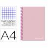 Cuaderno espiral liderpapel a4 micro jolly tapa forrada 140h 75 gr cuadro 5mm 5 bandas 4 taladros color rosa - BA94