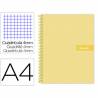 Cuaderno espiral liderpapel a4 crafty tapa forrada 80h 90 gr cuadro 4mm con margen color amarillo - BJ76