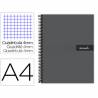 Cuaderno espiral liderpapel a4 crafty tapa forrada 80h 90 gr cuadro 4mm con margen color negro - BJ77