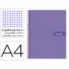 Cuaderno espiral liderpapel a4 crafty tapa forrada 80h 90 gr cuadro 4mm con margen color violeta - BJ79