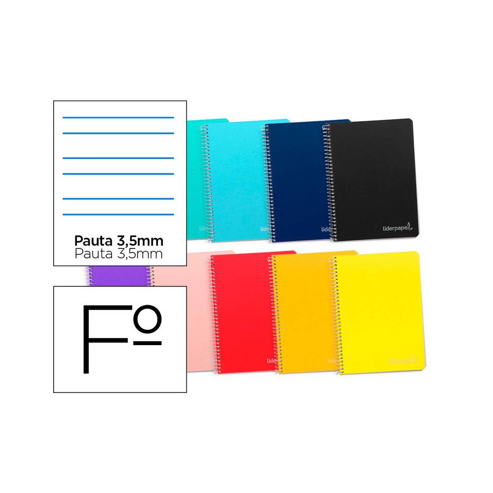 Cuaderno espiral liderpapel folio witty tapa dura 80h 75gr pauta 3,5mm con margen colores surtidos