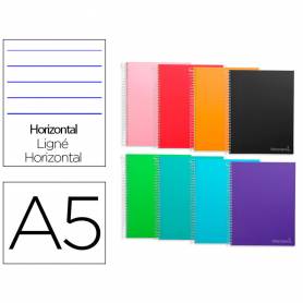 Cuaderno espiral liderpapel a5 micro jolly tapa forrada 140h 75 gr horizontal 5 bandas6 taladros colores surtidos