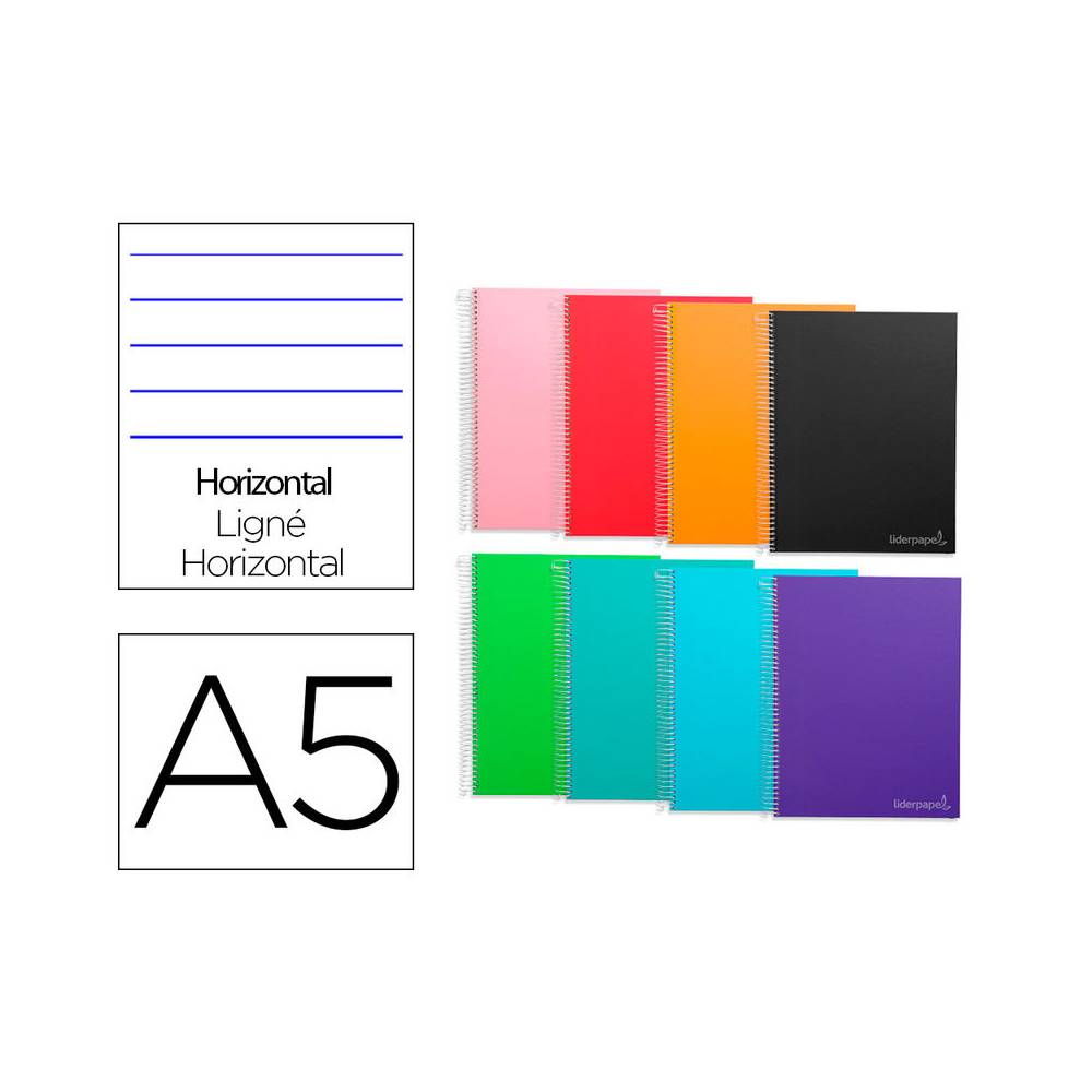 Cuaderno espiral liderpapel a5 micro jolly tapa forrada 140h 75 gr horizontal 5 bandas6 taladros colores surtidos
