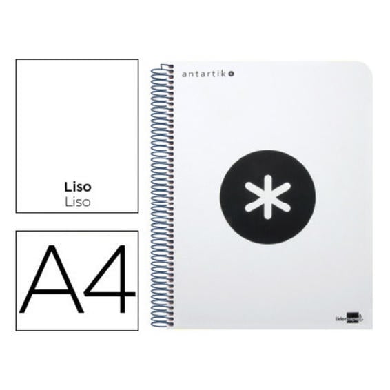 Cuaderno espiral liderpapel a4 micro antartik tapa plastico 120h 100 gr liso con bandas 4 taladros blanco