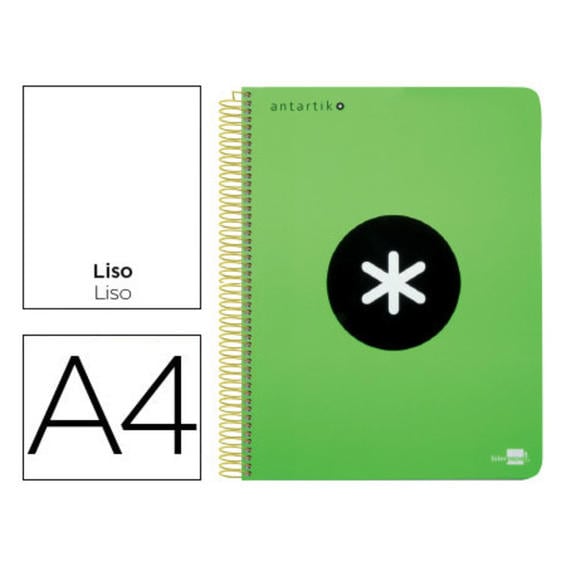 Cuaderno espiral liderpapel a4 micro antartik tapa plastico 120h 100 gr liso con bandas 4 taladros verde fluor