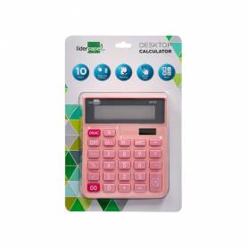 Calculadora liderpapel sobremesa xf23 10 digitos solar y pilas color rosa 127x105x24 mm