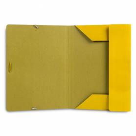Carpeta liderpapel gomas folio 3 solapas carton plastificado color amarillo