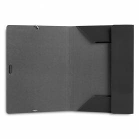 Carpeta liderpapel gomas folio 3 solapas carton plastificado color negro