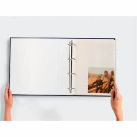 Album de fotos liderpapel anillas serie classic con 20 hojas autoadhesivas color azul