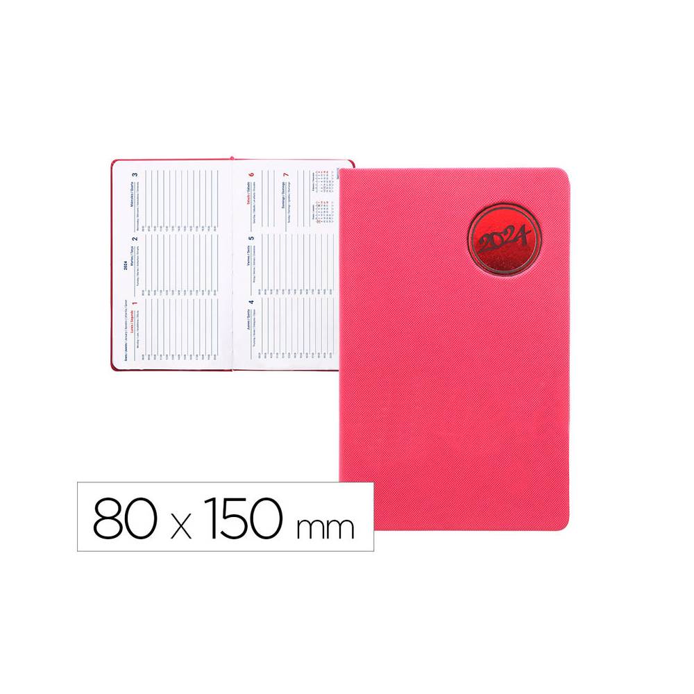 Agenda encuadernada liderpapel kilkis 8x15 cm 2024 semana vista color rosa papel 70 gr - 