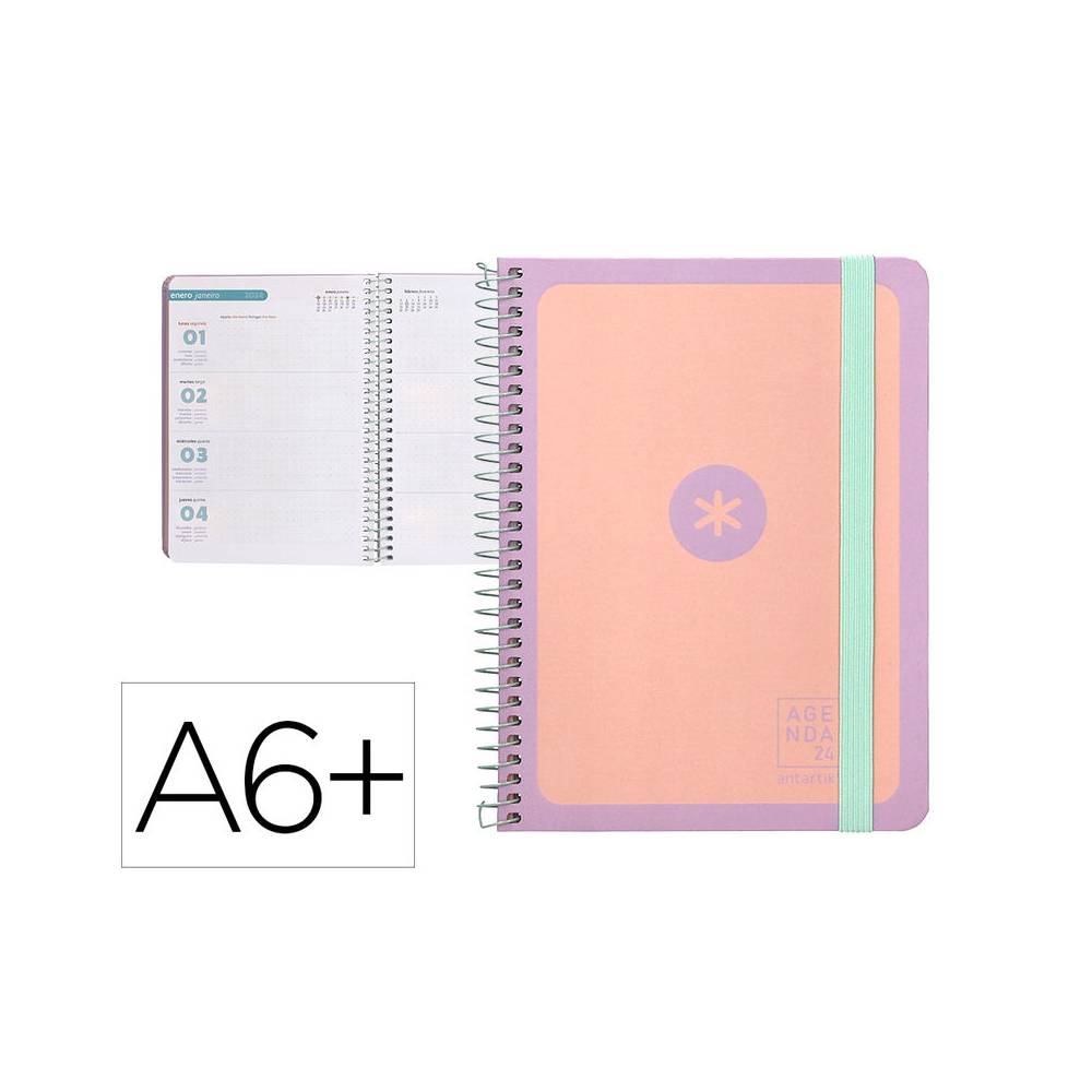 Compra Agenda 2024 antartik semana vista 80 gr con sobre y 3 hojas  pegatinas peach 130x175 mm