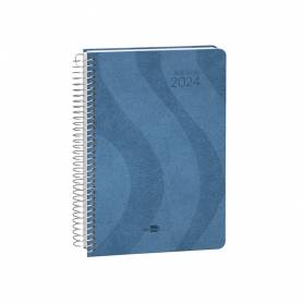 Agenda espiral liderpapel syros 15x21 cm 2024 dia pagina simple espiral color azul papel 60 gr catalan - 