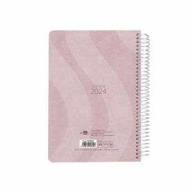 Agenda espiral liderpapel syros 15x21 cm 2024 dia pagina simple espiral color rosa papel 60 gr catalan - 