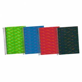 Cuaderno espiral liderpapel a5 micro multilider tapa forrada 140h 80 gr cuadro 5mm 5 bandas 6 taladros colores surtidodo - BJ54