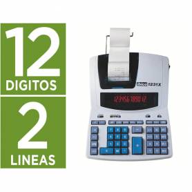 Calculadora ibico 1231x impresora pantalla lcd papel 57 mm 12 digitos 2 colores impresion bicolor blanco azul - IB404009