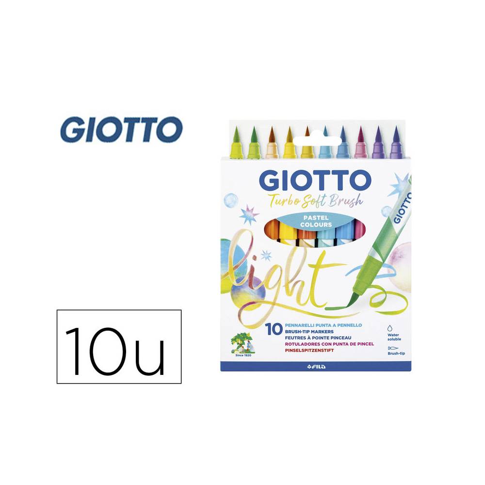 Rotulador giotto turbo soft brush pastel punta de pincel caja de 10 unidades colores surtidos - F426900