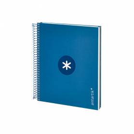 Cuaderno espiral liderpapel a5 micro antartik tapa forrada120h 90 gr cuadro 5mm 5 bandas6 taladros color azul oscuro