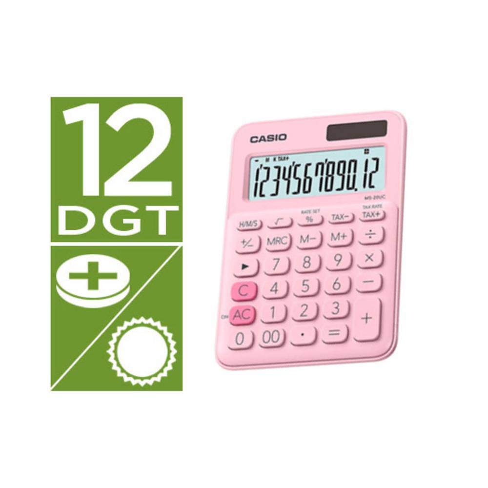 Calculadora casio ms-20uc-pk sobremesa 12 digitos tax +/- color rosa