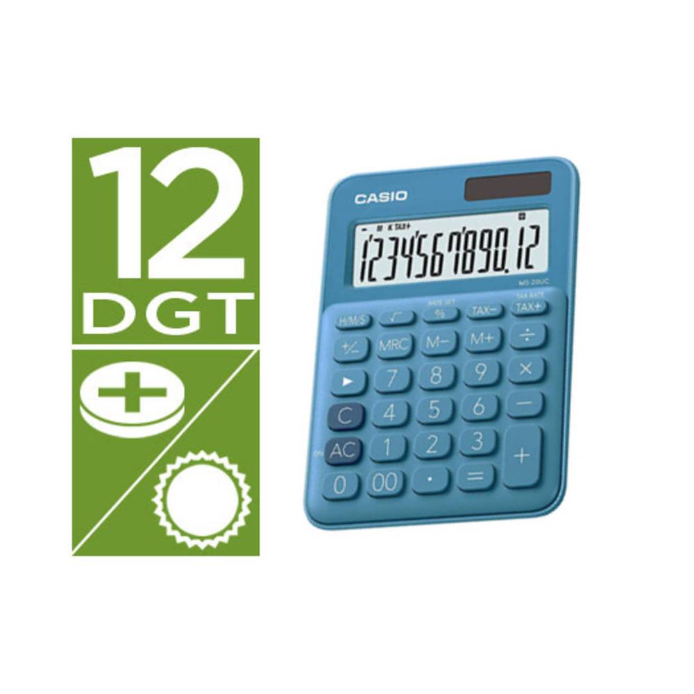 Calculadora casio ms-20uc-bu sobremesa 12 digitos tax +/- color azul