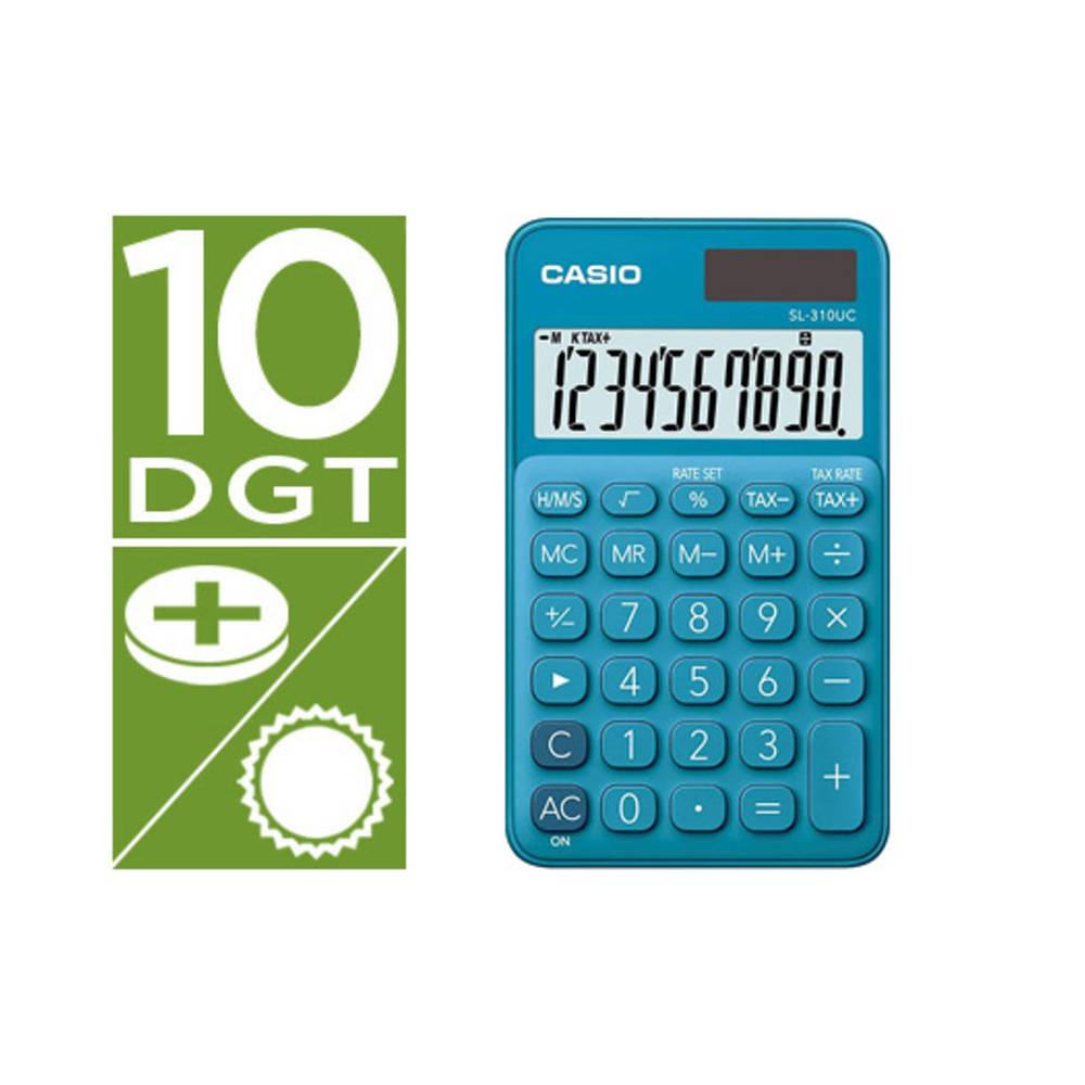 Calculadora casio sl-310uc-bu bolsillo 10 digitos tax +/- tecla color azul