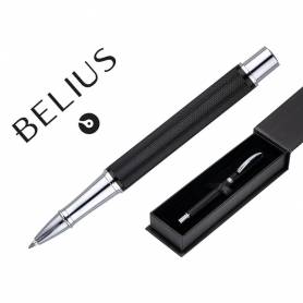 Roller belius turbo aluminio textura punteada color negro y plateado tinta azul caja de diseño - BB246