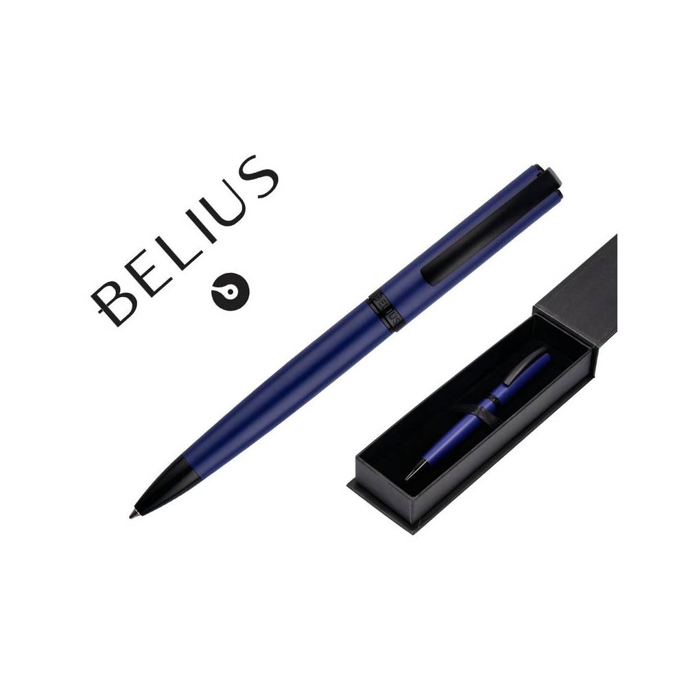 Boligrafo belius turbo aluminio color azul y negro tinta azul caja de diseño - BB254
