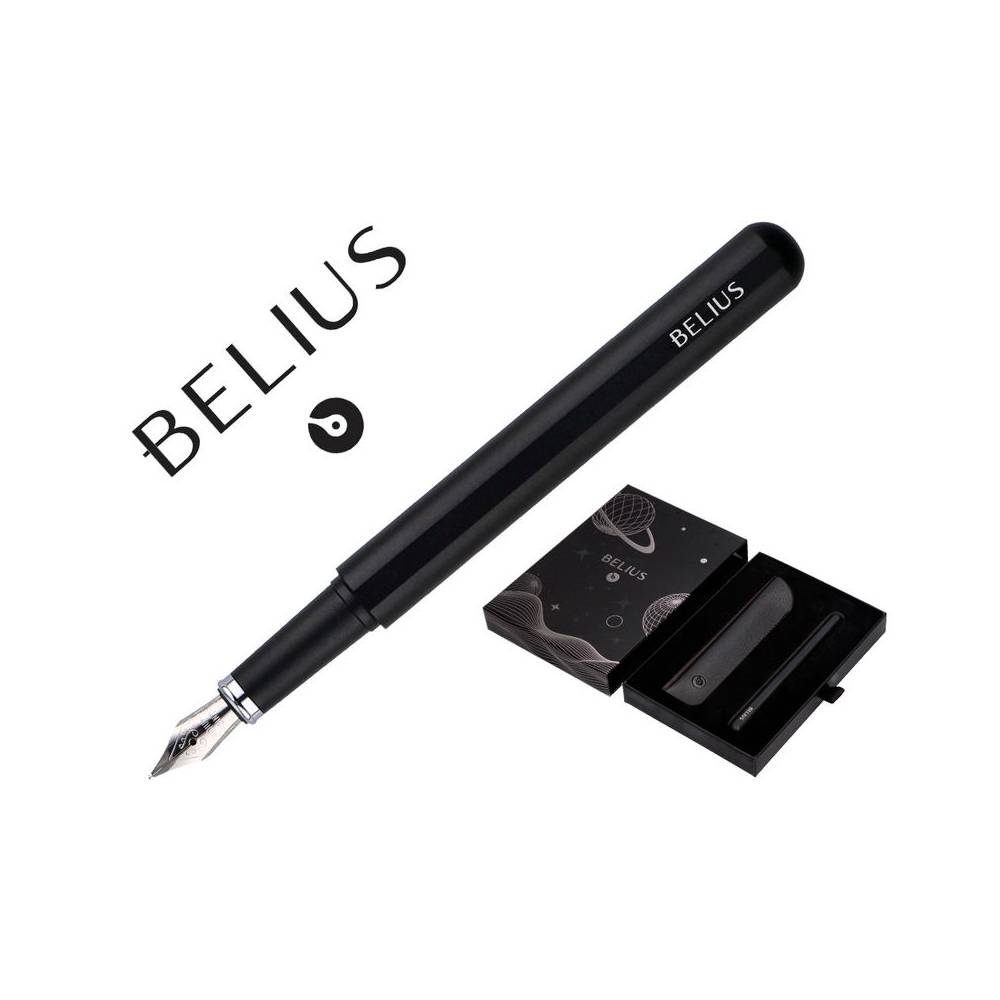 Pluma y funda de similpiel belius space b color minimalista negro tinta azul caja de diseño - BB288