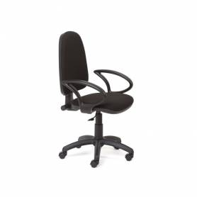 Silla rocada de oficina brazos fijos base nylon respaldo y asiento tela ignifuga negro - 930 4+956