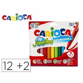 Rotulador carioca jumbo punta gruesa estuche de 12 unidades colores surtidos + 2 gratis - 40567