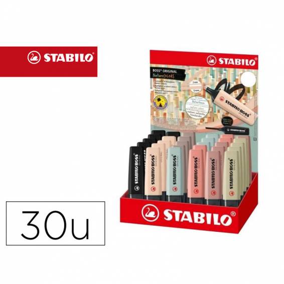 Rotulador stabilo boss pastel fluorescente 70 nature colors expositor de 30 unidades colores surtidos - 70 30-2-2