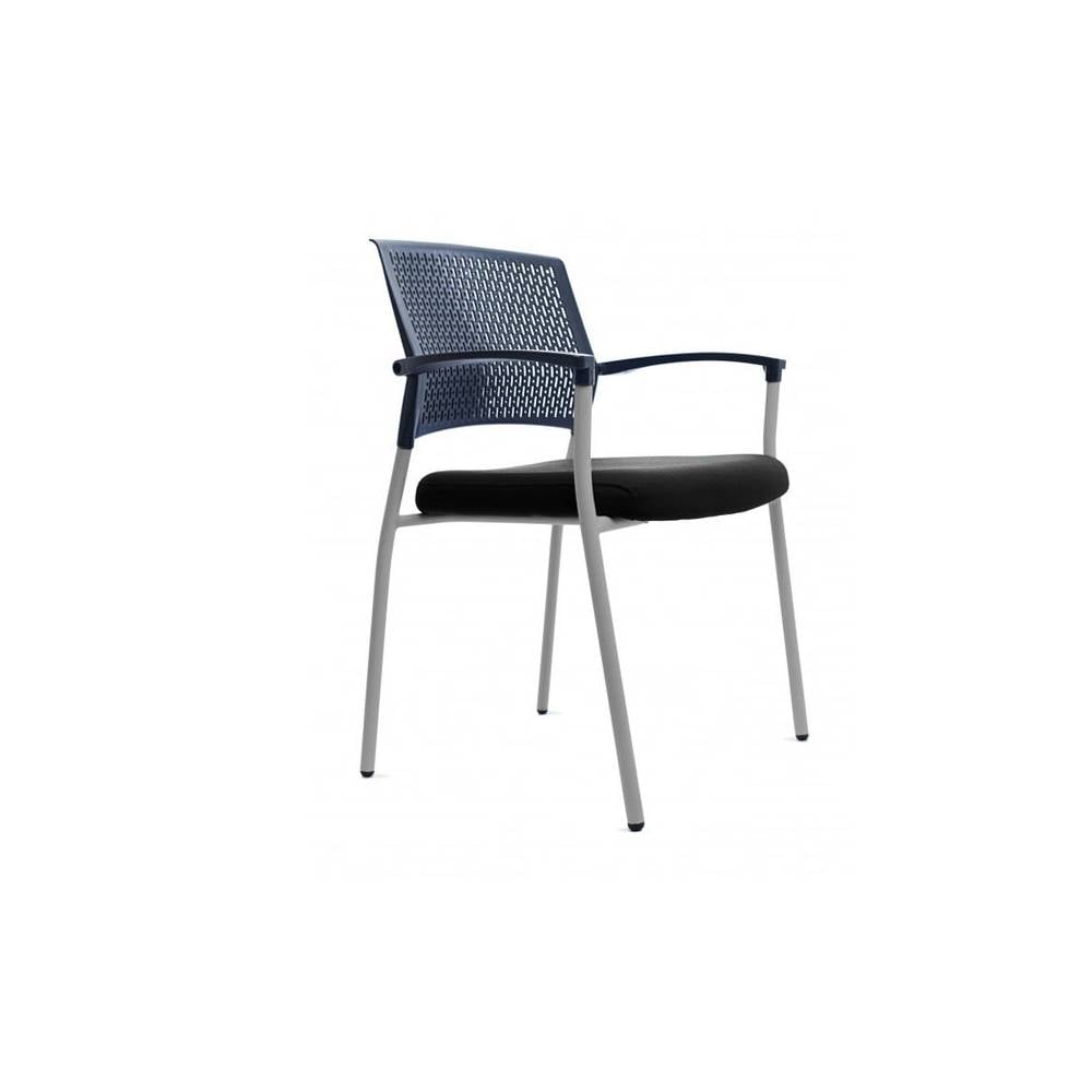 Silla rocada confidente brazos fijos estructura metalica asiento tela ignifuga negro respaldo malla - 906V23-4