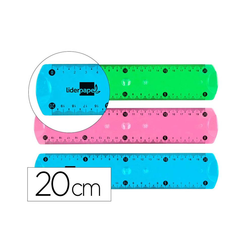 Regla liderpapel plastico flexible de 20 cm colores surtidos - RG21