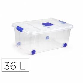 Contenedor plastico plasticforte n 3 transparente con tapa capacidad 36 l - 11120