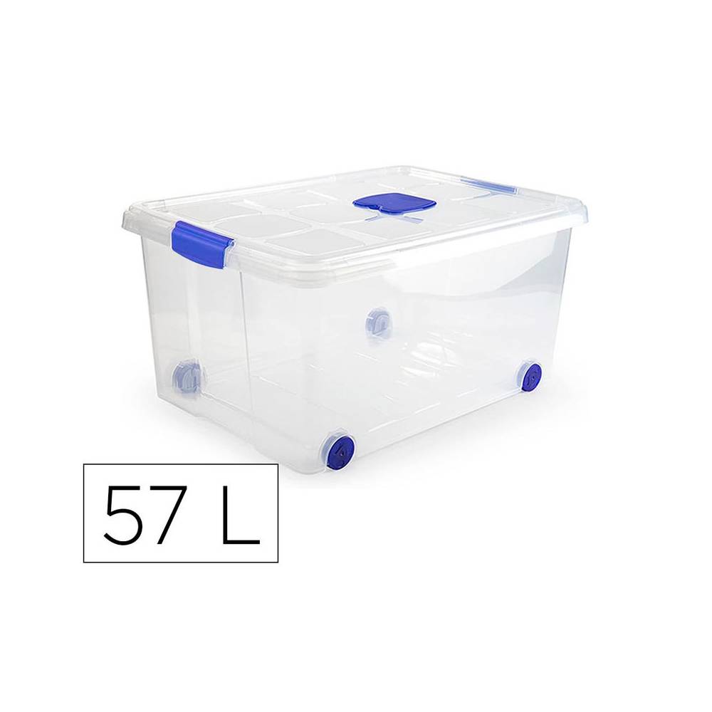 Contenedor plastico plasticforte n 5 transparente con tapa capacidad 57 l - 11213